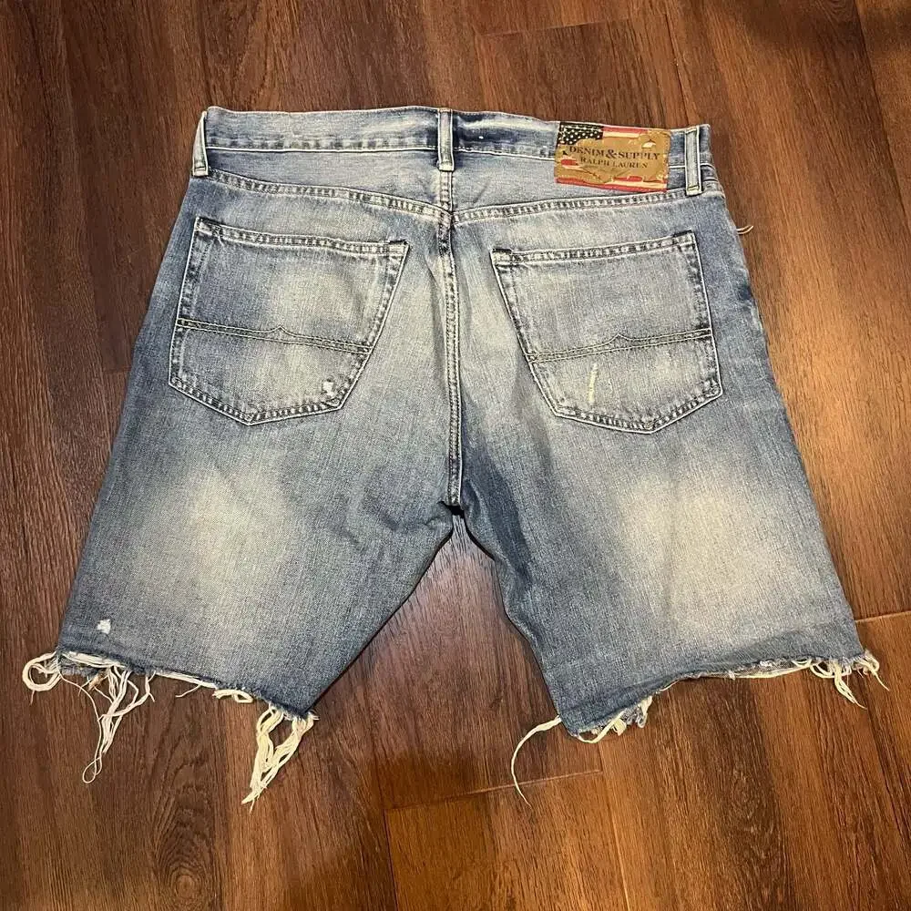 Denim & Supply Ralph Lauren Distressed Cutoff Denim Shorts Size 33 - Picture 2 of 6